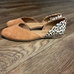 Toms Caramel Brown Suede/Leopard Print Flats
